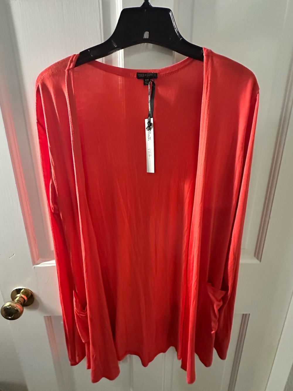 Coco & Carmen Lightweight Open Cardigan - Coral Red
